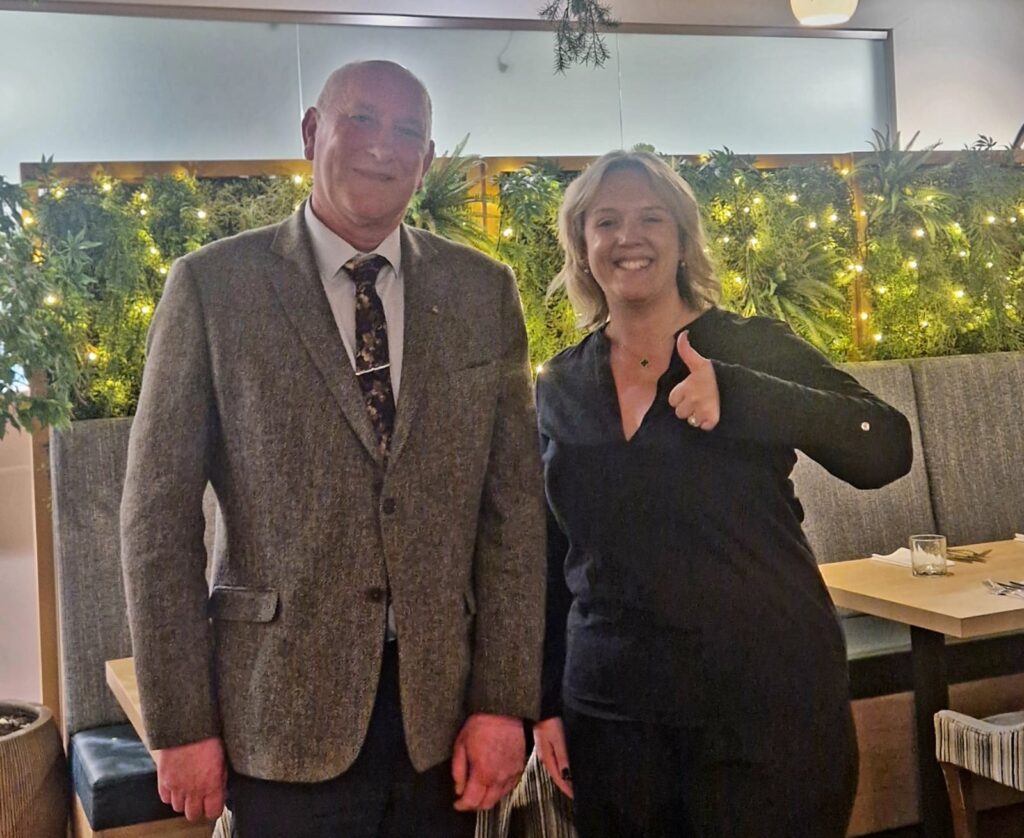 Showing Lucy Noonan owner and founder at Atomic Consultancy finialising the sale of Thompsons Estate and Lettings Agency